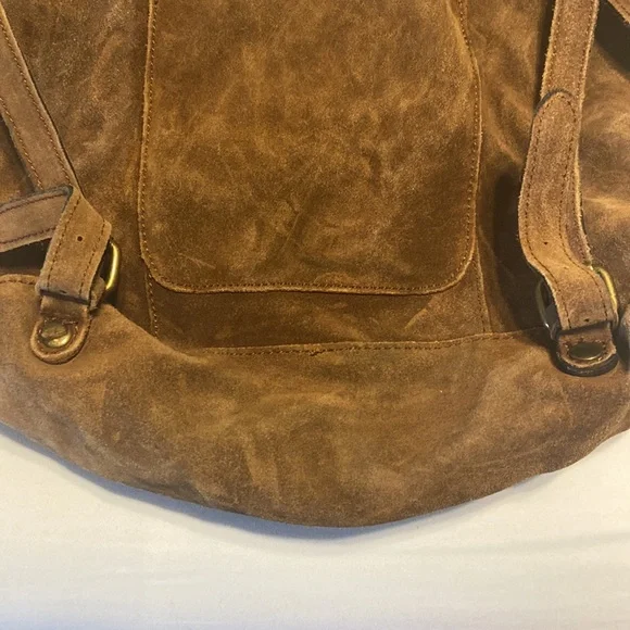 Patricia Nash Casape Backpack in Burnished Suede Cognac, braided trim, durable - Picture 11 of 15